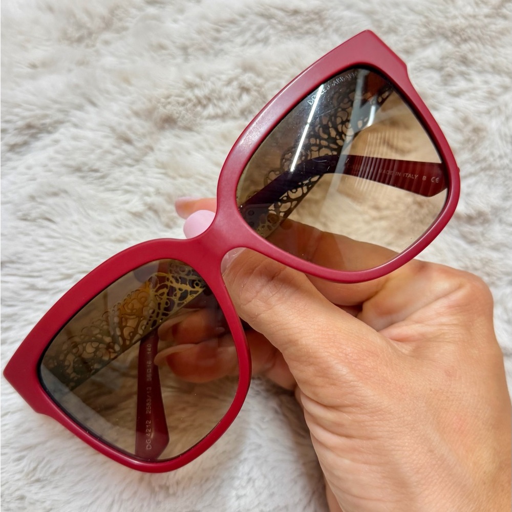 Dolce & Gabbana Sunglasses with Red Frame and Gold Detailing women
